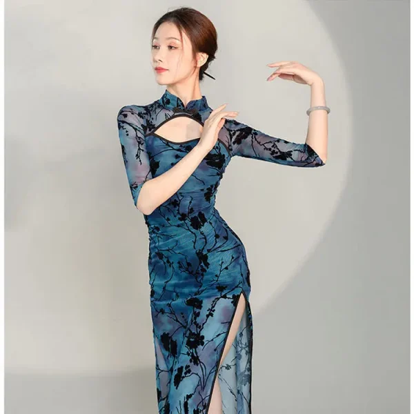 Kf Sf0d97f936eee46f58bc3c23ef057ef64b Chinese Traditional Cheongsam Classical Dance Dress Sexy Slim Split Perspective Qipao Folk Fairy Dance Clothes Women Chinese Traditional Cheongsam Classical Dance Dress Sexy Slim Split Perspective Qipao Folk Fairy Dance Clothes Women Vestidos