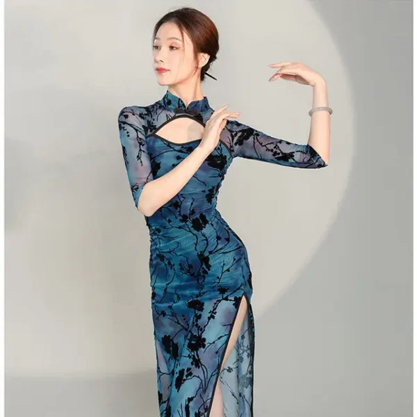 Kf Sf0d97f936eee46f58bc3c23ef057ef64b.jpeg 640x640.jpeg Chinese Traditional Cheongsam Classical Dance Dress Sexy Slim Split Perspective Qipao Folk Fairy Dance Clothes Women Vestidos