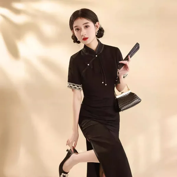 Kf Sf117ff07d51244bda5e1074be106e0acl 2024 Spring Summer New Improved Qipao New Chinese Youth Daily Black Tassel Dress Women S Cheongsam Spring/Summer New Improved Qipao New Chinese Youth Daily Black Tassel Dress Women's Cheongsam Dress