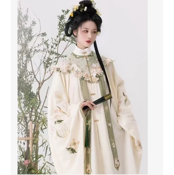 Kf Sf50f0e74638d43a396abddbcd9d5d2b2b 2024 Chinese Traditional Ma Mian Dress Ming Dynasty Hanfu Women S Stand Neck Shirt Embroidery Robe Chinese Traditional Ma Mian Dress Ming Dynasty Hanfu Women’s stand-neck shirt Embroidery Robe Horse Face Skirt Set Clothes