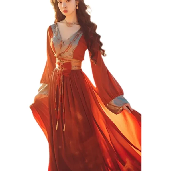 Kf Sf56b2ae5fdc3452eaa17efd61c327b5dd Ancient Costume Wide Sleeve Fairy Dress Song Dynasty Hanfu Female Adult Modified Version Of Red Thin Ancient costume wide sleeve fairy dress Song dynasty Hanfu female adult modified version of red thin