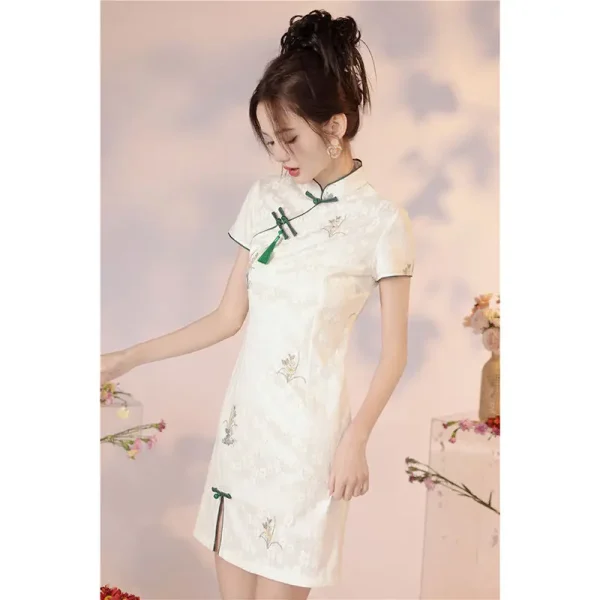 Kf Sf6e27a97f344440592f1eec3207402d44 2023 Summer Retro Young Girls Floral Improved Cheongsam Daily Sweet Elegant Casual Chinese Style Evening Dress Summer Retro Young Girls Floral Improved Cheongsam Daily Sweet Elegant Casual Chinese Style Evening Dress Qipao for Women