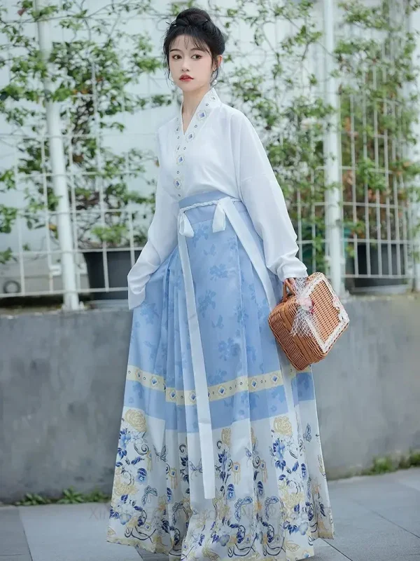 Kf Sf75b257bff6047d18a3e922de5c32376t Water Horse Face Mamian Skirt Modern Hanfu Women S Chinese Traditional Dresses Ming Dynasty Spring Daily WATER Horse Face Mamian Skirt Modern Hanfu Women's Chinese Traditional Dresses Ming Dynasty Spring Daily Wear Mamianqun New