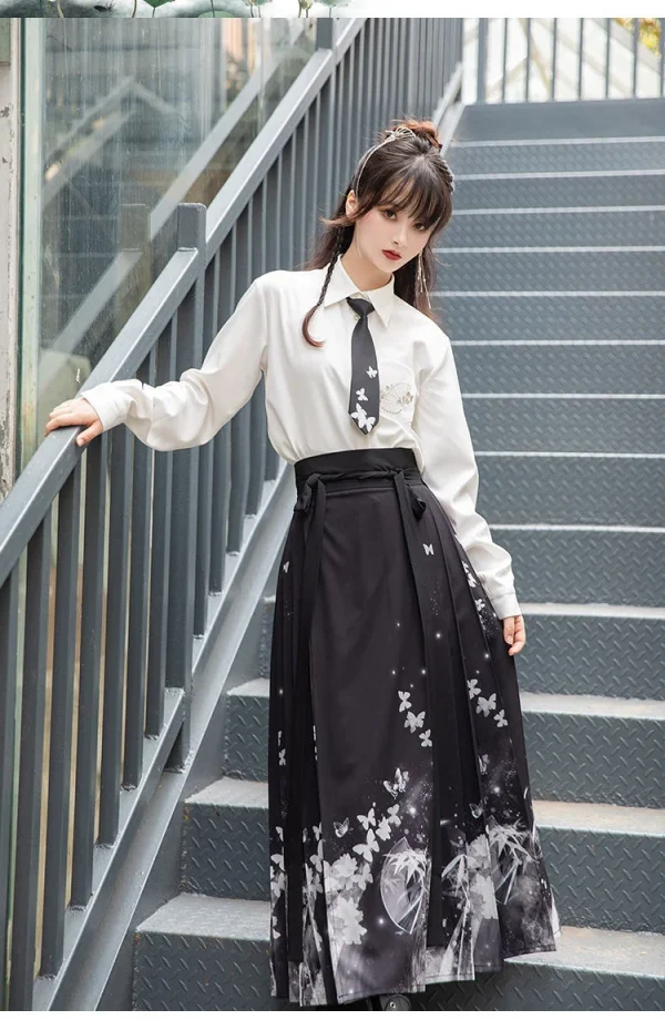 Kf Sf77612575a8d4c3abbe01496a8947394i Horse Face Skirt Hanfu Original Chinese Style Women S Traditional Dress Modern Shirt Embroidered Skirt Set Horse Face Skirt Hanfu Original Chinese Style Women's Traditional Dress Modern Shirt Embroidered Skirt Set Daily Dance Costume