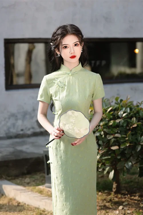 Kf Sf9938f573f0541bca37a631cc50d958fn Spring Summer New Lace Mid Length Qipao Solid Color Slim Art Retro Dress Mandarin Collar Cheongsam New Lace Mid length Qipao Solid Color Slim Art Retro Dress Mandarin Collar Cheongsam