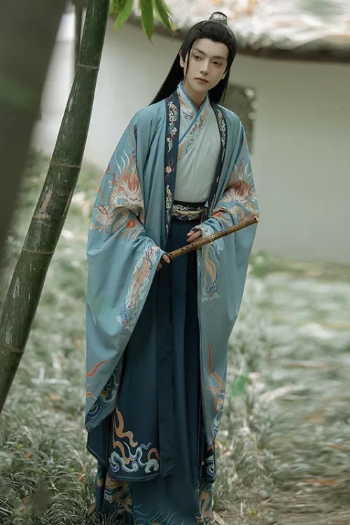 Kf Sfb9fa52b56c543a291a2a8fe091069e3d Chinese Style New Hanfu Men S Spring Cross Collar Print Set Wei Jin Style Student Knight Chinese Style New Hanfu Men's Spring Cross Collar Print Set Wei Jin Style Student Knight Large Sleeve Stage Performance Hanfu