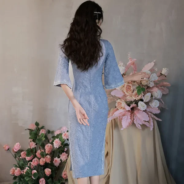 Kf Sfc95af8b96484976b4ae4b14682bc5d2b Blue Girl Qipao Tradition China Costume Elegant National Vintage Chinese Style Dress Slim Women Summer Modern Blue Girl Qipao Tradition China Costume Elegant National Vintage Chinese Style Dress Slim Women Summer Modern Improved Cheongsam