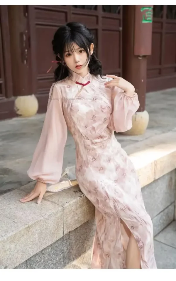 Kf Sfedc1aafb62a42a3ab0e82a077bcb381l Chinese Style Hanfu Cheongsam Dress Women A Line Qipao Girl Graceful Style Casual Daily Lady Improved Chinese Style Hanfu Cheongsam Dress Women A Line Qipao Girl Graceful Style Casual Daily Lady Improved Chiffon Cheongsam Dress