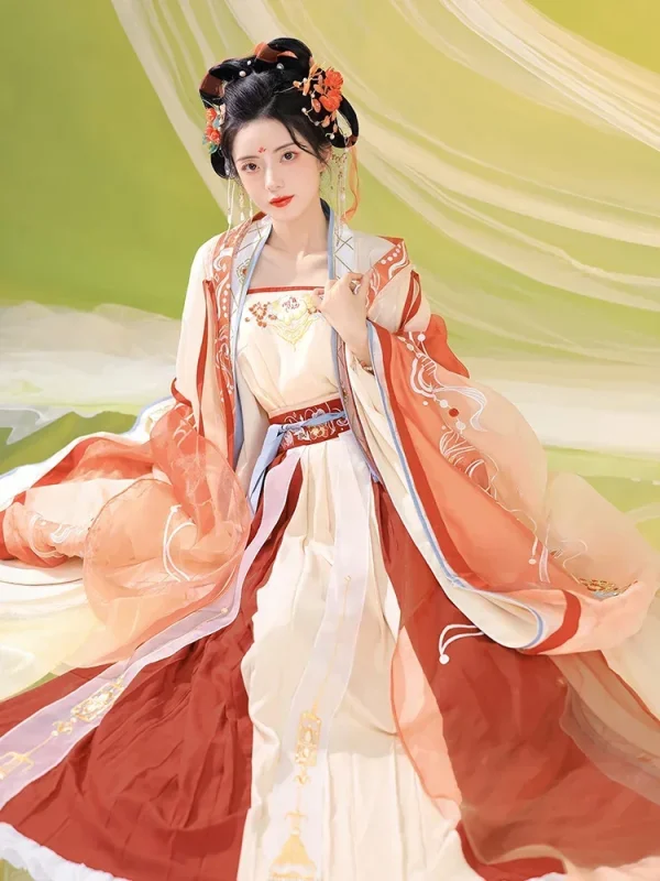 Kf Sff6b54ad71754be1859d2f0e9a9e1a6a4 Song Dynasty Embroidery Traditional Chinese Clothing For Women Skirt Large Sleeve Shirt National Style Dress Set Song Dynasty Embroidery Traditional Chinese Clothing for Women Skirt Large Sleeve Shirt National Style Dress Set Orange Hanfu