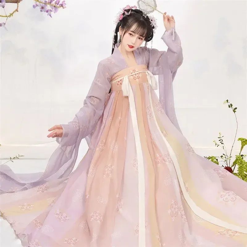 Ancient Chinese Hanfu Women Fairy Cosplay Costume Dance Dress Party Outfit Hanfu Dress Green Pink Se Shades of Nobility: Exploring the Variations of Purple in Hanfu