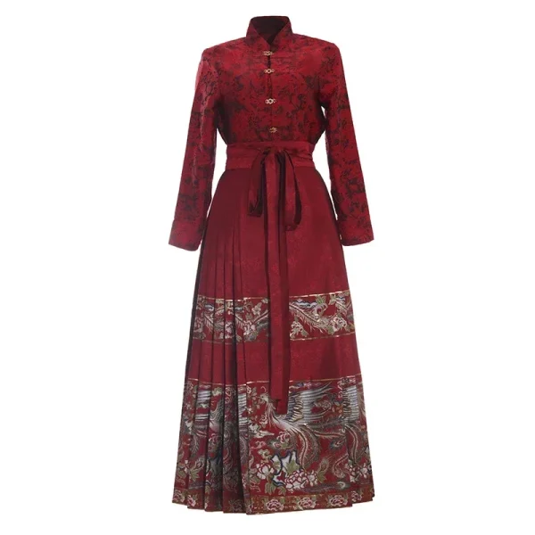 Kf S3880bff4893e456f9afd120b04264cc8t Embroidery Hanfu Women Clothing Horse Face Skirt Stand Collar Long Sleeve Red Shirt Ancient Chinese Costume Embroidery Hanfu Women Clothing Horse-Face Skirt Stand Collar Long Sleeve Red Shirt Ancient Chinese Costume