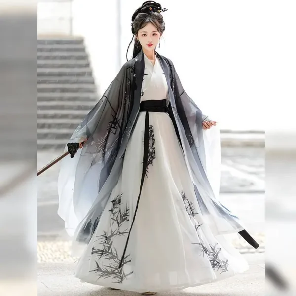 Kf S3941313b189143c68506e15bc4f91f07y Chinese Hanfu Dress Women Cosplay Costume Ancient Traditional Vintage Song Dynasty Gradient Gray White Printed Summer Chinese Hanfu Dress Women Cosplay Costume Ancient Traditional Vintage Song Dynasty Gradient Gray White Printed Summer Hanfu Sets