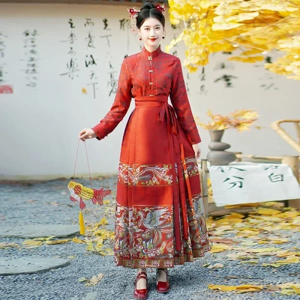 Kf S4d3ea8fa5aeb4821a65527648459fa8cx Embroidery Hanfu Women Clothing Horse Face Skirt Stand Collar Long Sleeve Red Shirt Ancient Chinese Costume Embroidery Hanfu Women Clothing Horse-Face Skirt Stand Collar Long Sleeve Red Shirt Ancient Chinese Costume