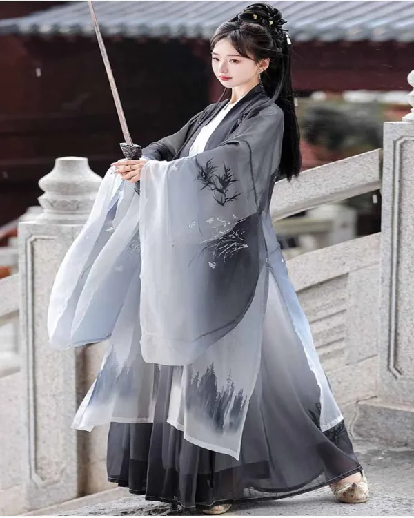 Kf S614e444026fb400294012c18eff881ccz Chinese Hanfu Dress Women Cosplay Costume Ancient Traditional Vintage Song Dynasty Gradient Gray White Printed Summer Chinese Hanfu Dress Women Cosplay Costume Ancient Traditional Vintage Song Dynasty Gradient Gray White Printed Summer Hanfu Sets