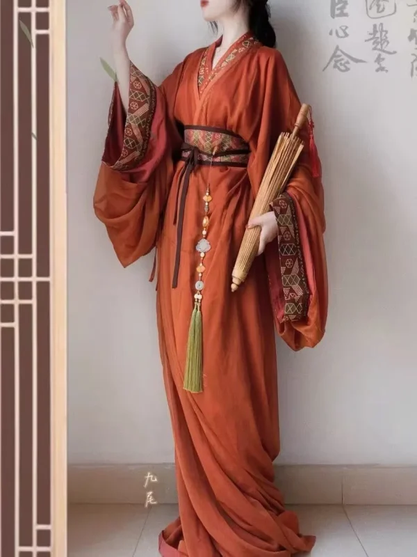 Kf S76d5a11b6cd14cd79b98040b9c436878t 2023 Hanfu Dress Women Warring State Robe Straight Restore Traditional Collar Spring Autumn Dancing Court Style Hanfu Dress Women Warring State Robe Straight Restore Traditional Collar Spring Autumn Dancing Court Style Ancient Costume