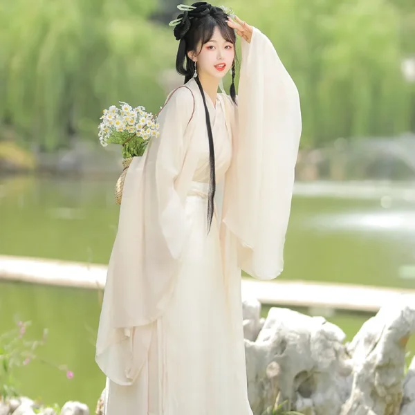 Kf S7edfafde25624c31a4b24a23fe5f74a1z White Hanfu Women Breathable Light Wei Jin Style Cross Collar And Waist Undershirt Ancient Wide Sleeves White Hanfu women breathable light Wei Jin style cross collar and waist undershirt ancient wide sleeves elegant fairy autumn