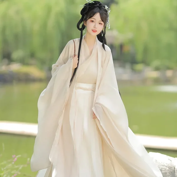 Kf S8d2eaef1f23d49d58be1fb797b5560a1u White Hanfu Women Breathable Light Wei Jin Style Cross Collar And Waist Undershirt Ancient Wide Sleeves White Hanfu women breathable light Wei Jin style cross collar and waist undershirt ancient wide sleeves elegant fairy autumn