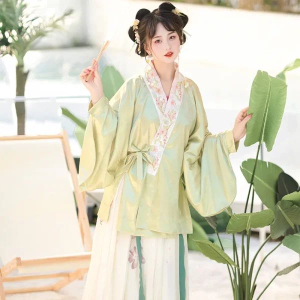 Kf S96ce1057187644639e364be129e7c8eev Green Hanfu Women Cross Neck Pipa Sleeves Chinese Style Pleated Waist Length Undershirt Ancient Costume Super Green Hanfu women cross-neck pipa sleeves Chinese style pleated waist-length undershirt ancient costume super fairy and elegant